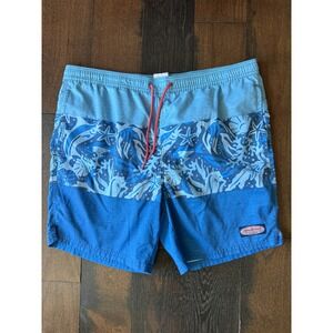Vineyard Vines‎ Mens Blue Sea Life Colorblock Swim Trunks Board Shorts Med